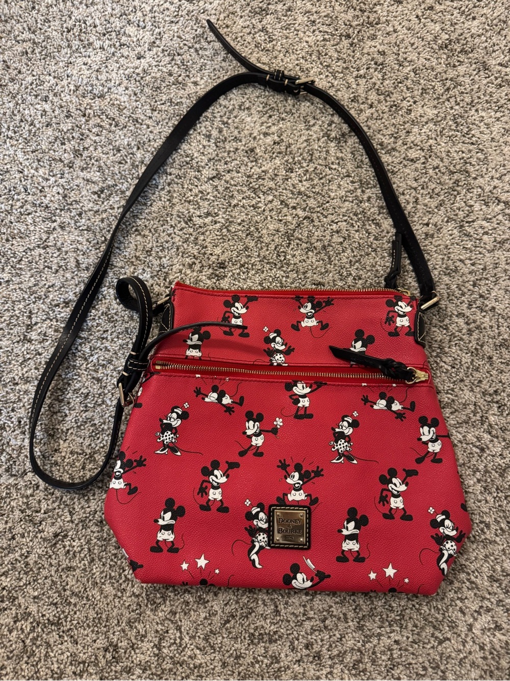 Vintage Dooney & Bourke Red and Black Mickey Mouse Crossbody Bag